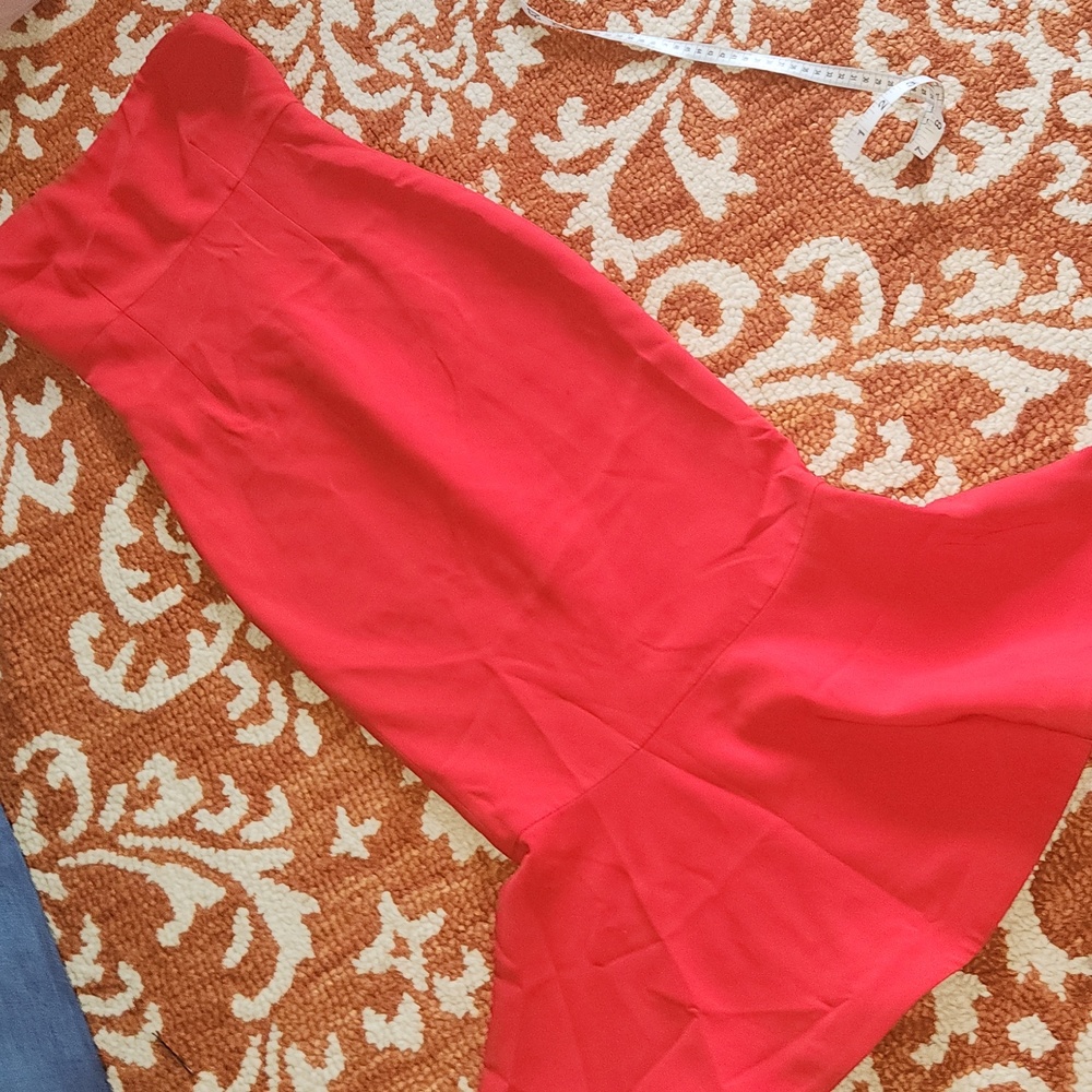 Cinq à Sept strapless red peplum mermaid dress size 0